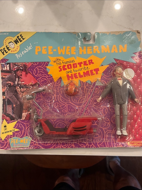 Matchbox Other - Pee-wee Herman Poseable Figure with Red Scooter and Orange Helmet